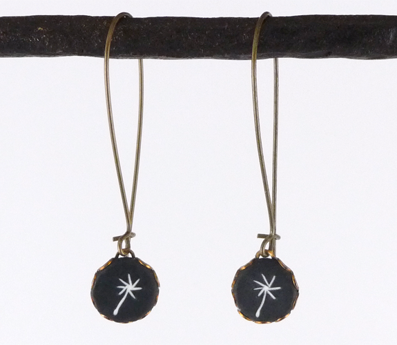 Black Clay & Brass Earrings